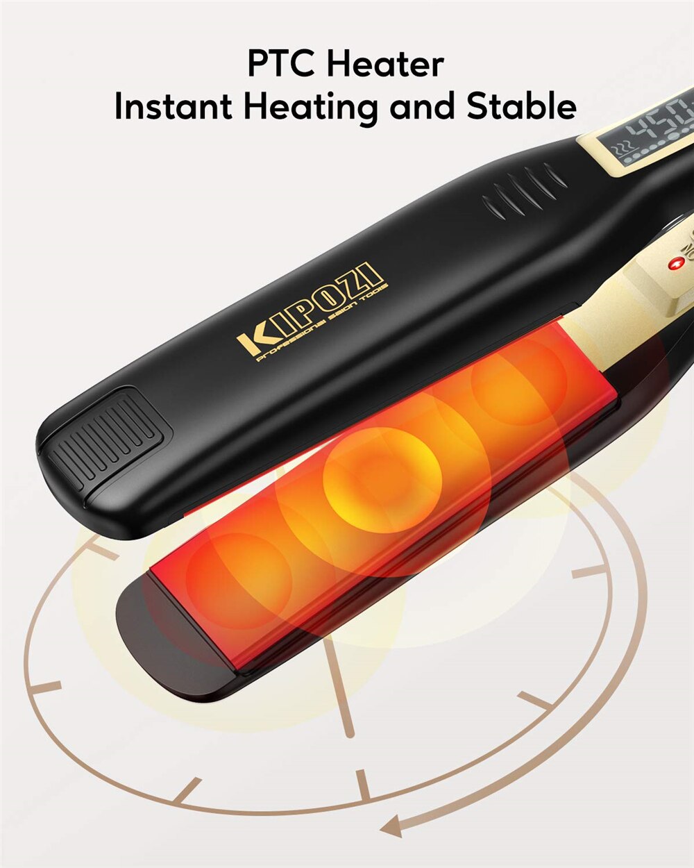 KIPOZI-plancha de pelo 2 en 1 de calentamiento rápido, plancha de pelo de vapor con pantalla LCD, temperatura ajustable, conveniente