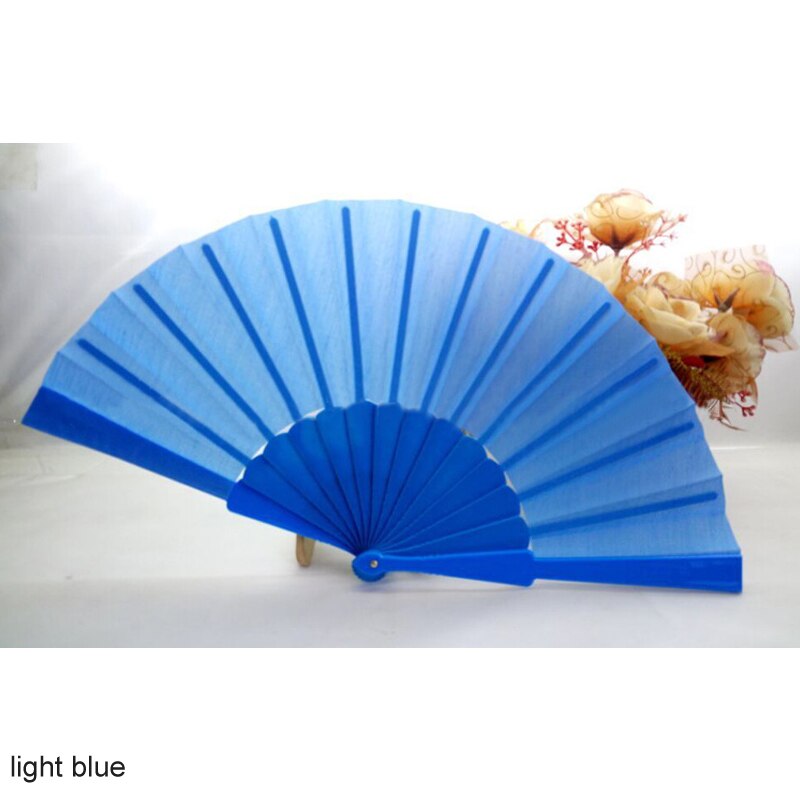 Abanico de plástico de poliéster y algodón para decoración del hogar, accesorio plegable de 13 colores, ideal para fiestas, baile al aire libre, portátil, 23cm de longitud, 1 Uds.