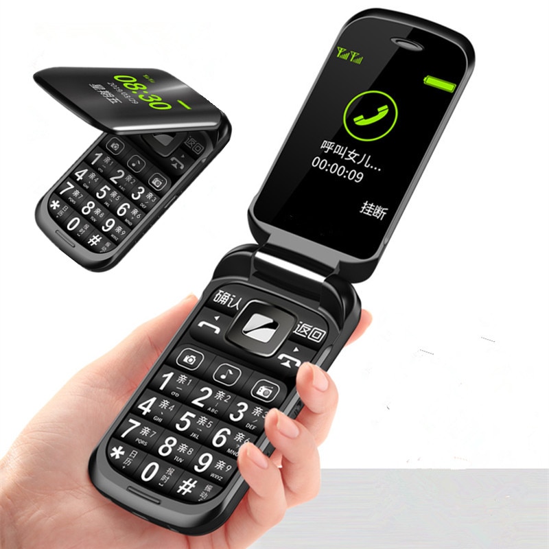 Strong Vibration Flip Senior Feature Mobile Phone Z9 Dual Display Dual Sim Big Key Large Font Cellphone Desk Charger