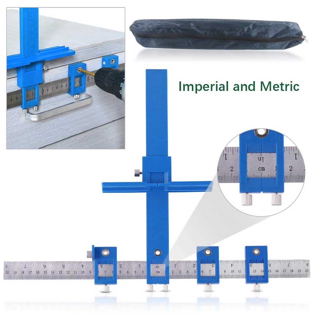 Woodworking Joinery Hand Tool Multi-Function Drill Punch Locator Adjustable Drilling Dowelling Hole Saw Locator