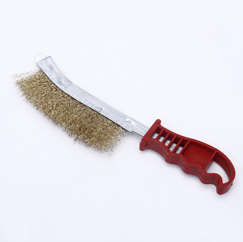 Grill Cleaner BBQ Grill Steel Wire Brush Rust Crevice Cleaning Tools Picnics Stainless Steel/Copper-plated Wire Plastic Handle: Yellow