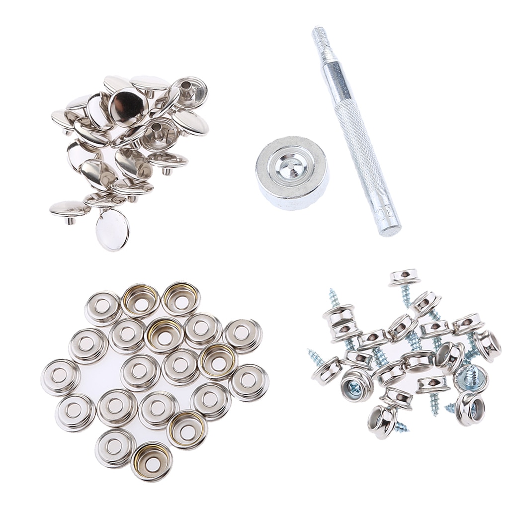 62 Pieces Boat Marine Cover Fastener Snap 3/8'' Screw Kit with Installation Tool