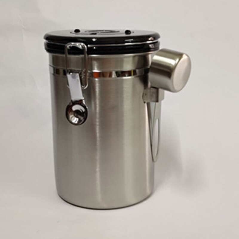 With Exhaust Valve Canister Sugar Coffee Bean Kitchen Sealed Can Vacuum Jar Food Tea Storage Container Pot Home Stainless Steel
