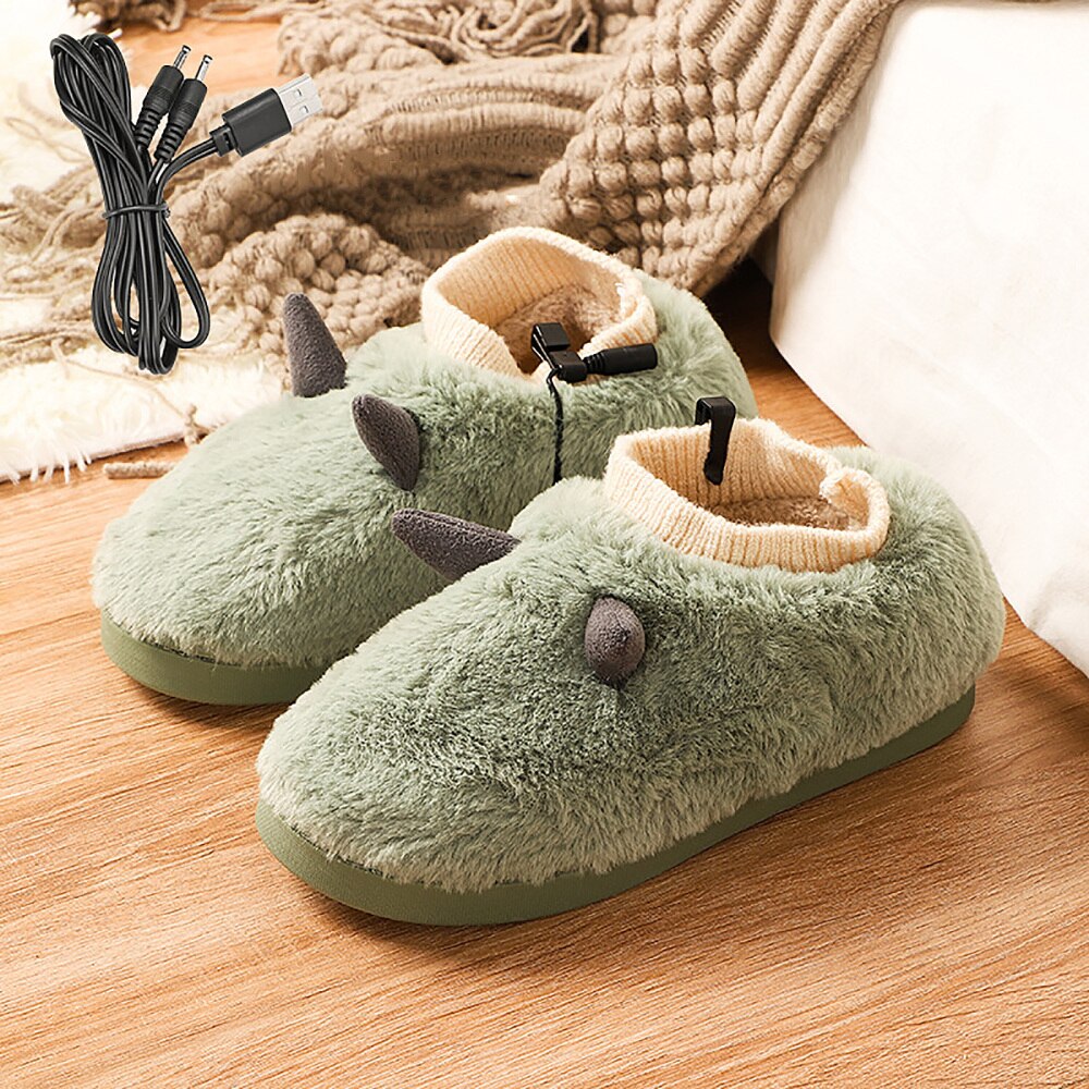 Calentador de pies calentado USB, zapatos de invierno de felpa, zapatillas bonitas extraíbles y lavables
