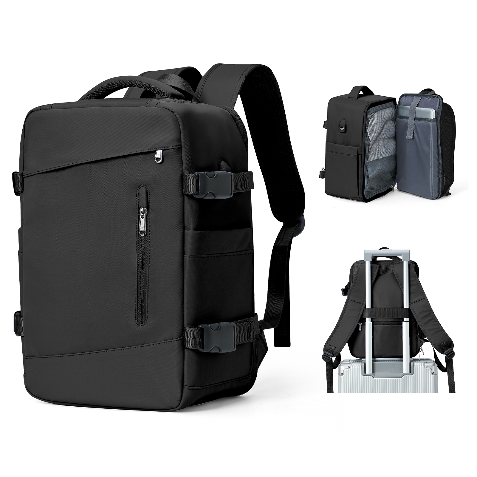 Women's Backpack Travel Suitcase Cabin Bag Aircraft Ryanair 40x20x25 Airplane Travel Bag Men Laotop Backpack Wizzair Carry On: black