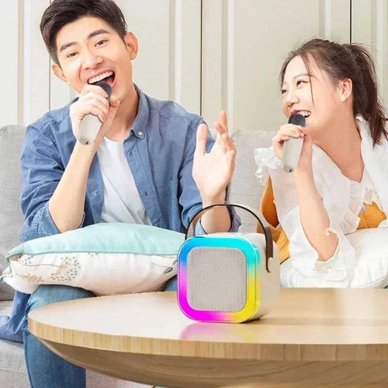 Bluetooth Speaker K12 Karaoke Machine Portable 5.3 PA Speaker System with Wireless Microphones Home Family Singing Children's