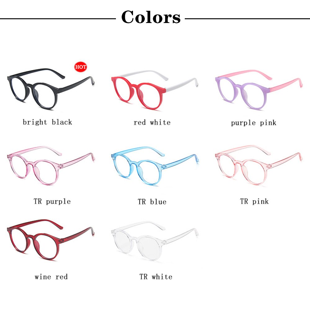 Anti Blue Light Glasses Kids Round Eyeglasses Boys Girls Computer Clear Lens Spectacles Children Optical Frame