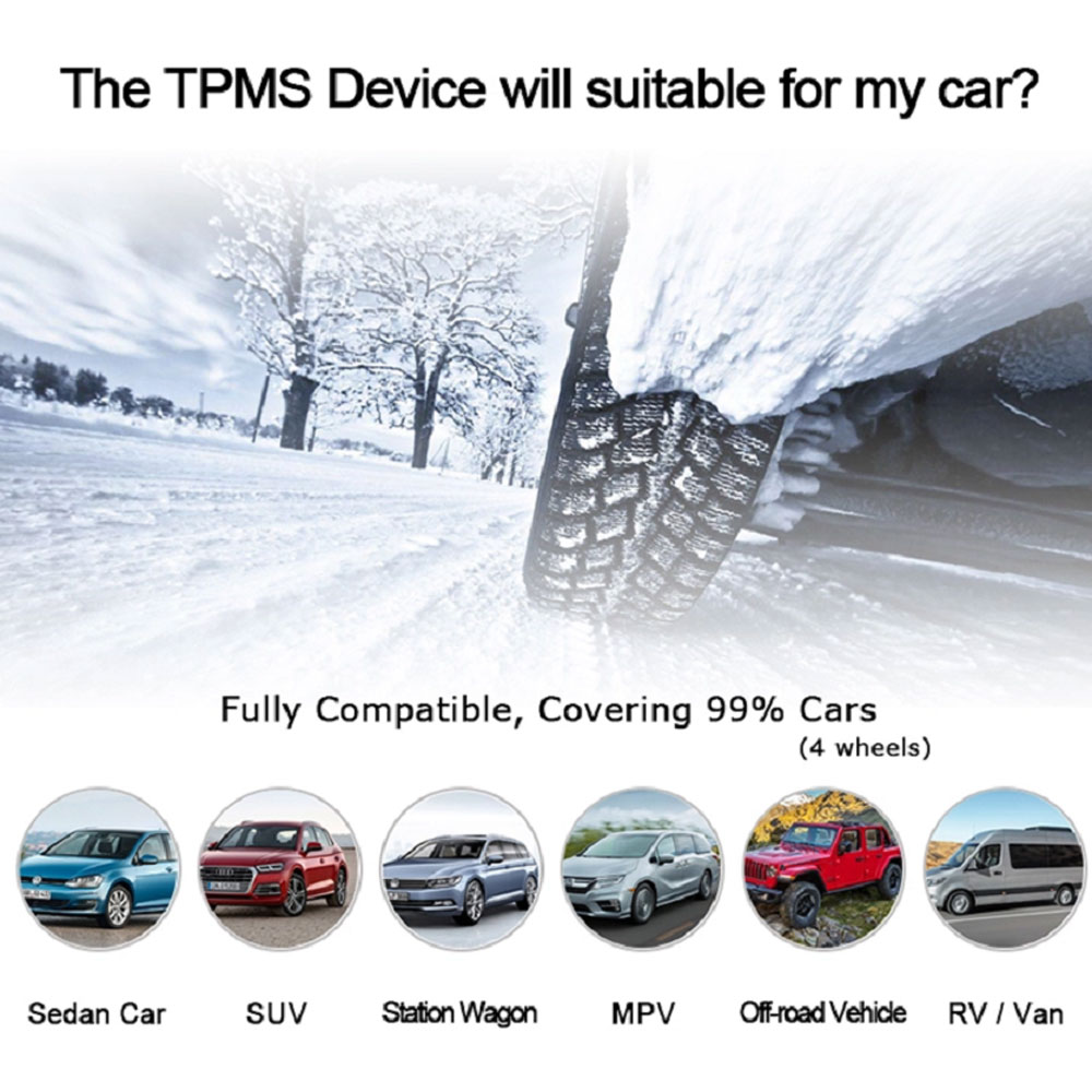 TPMS Reifen Druck Überwachung System Universal- kabellos 4 Externe Sensoren Anzeige 4 Reifen Druck Temperatur Daten geschaltet