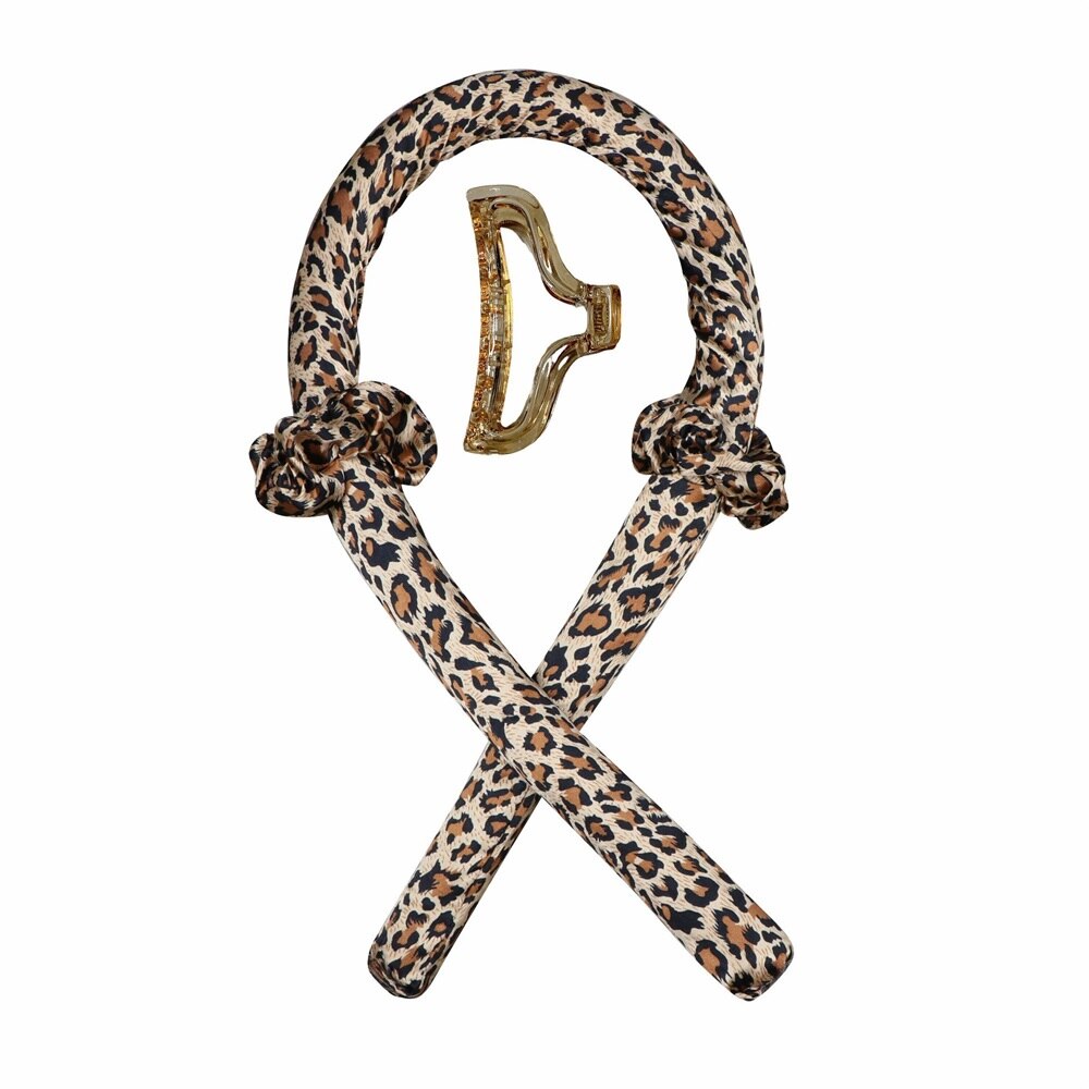 Cinta rizadora para cabello, rizador de cabello sin calor, cinta para dormir, cinta para cabello suave, herramientas de estilismo para el cabello: Leopard