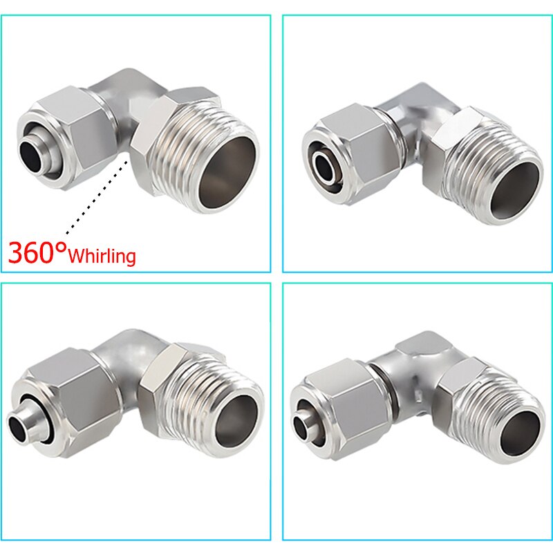 Pneumatic Rotary Fitting Elbow Push In Connector M5 1/8&quot; 1/4&quot; 3/8&quot; 1/2&quot; BSP Male Quick Twist 4/6/8/10/12mm OD Tube