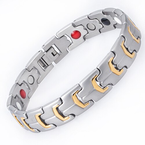 LITTLE FROG Charm Bracelet Men Magnetic FIR Healing Bracelets Bangles Homme Stainless Steel Silver Gold Accessories Link Chain: 10314