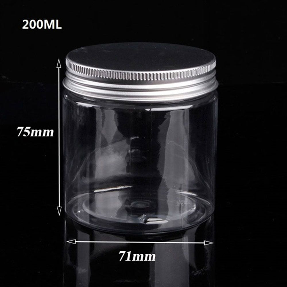1PC Aluminum Cover Storage Box Transparent Plastic Tin Bottle Empty Jar Cosmetic Lip Balm Container Oil Wax Tin Pot: 200ml