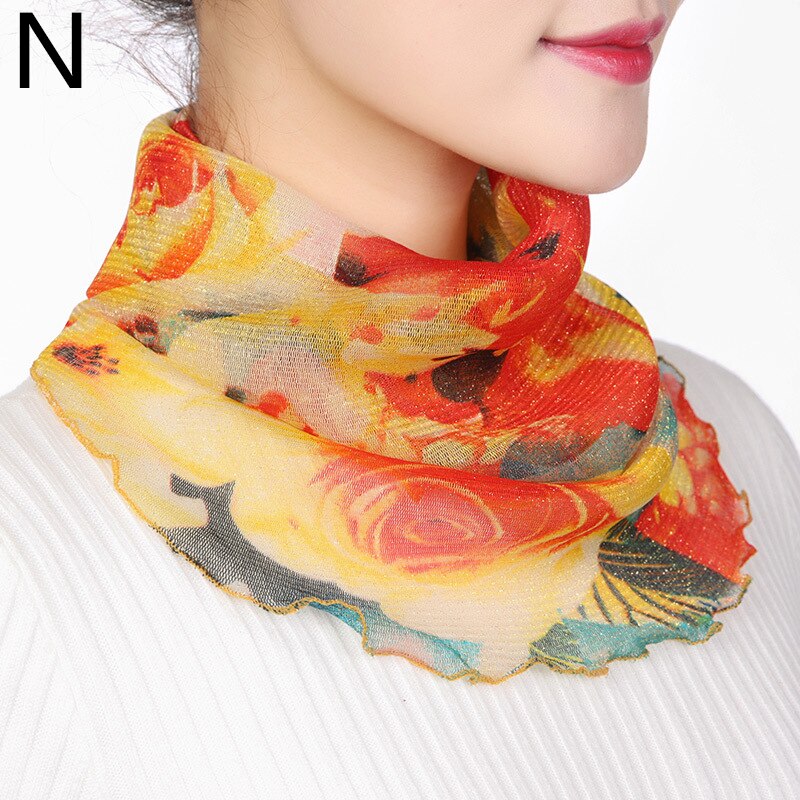Chiffon Zomer Hals Kraag Sjaal Dames Gezicht Cover Maskers Zijde Bib Zonnebrandcrème Verscheidenheid Zon Bescherming Cirkel Sjaal Mesh Hoofdband: N
