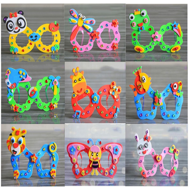 8pcs Children Carton Animals EVA Sticker Glasses DIY Craft Toy Kids Birthday Educational Craft Toy Kindergarten Supply