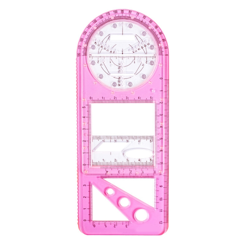 Geometric Drawing Template Measuring Tool for Artist Student Pattern Maker DIY for Kids Adults Durable: Pink