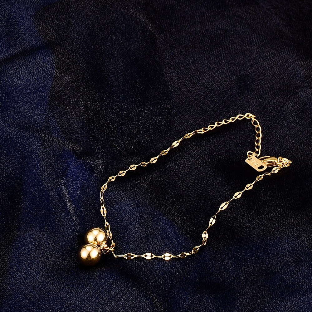 YUN RUO nouveauté or jaune couleur perles rondes pendentif cheville femme 316 titane acier bijoux jamais fondu