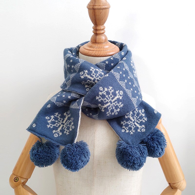 Écharpes d'hiver en laine et cachemire pour enfants, motif flocon de neige, chaudes, pour garçons et filles