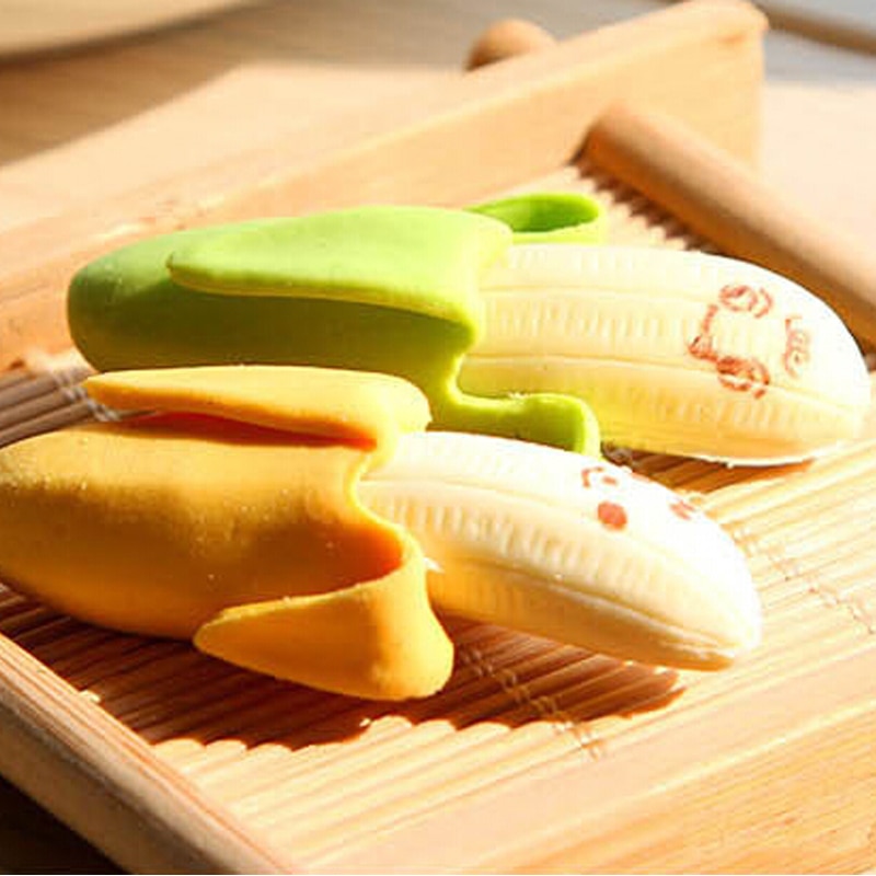 Cartoon Banana Eraser 2 Pcs Lovely Cute Banana Fruit Style Rubber Pencil Eraser Students Stationery School Supplie