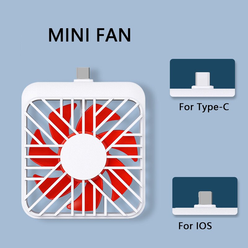 Portable Mini 2 In 1 Mobile Phone Fan, Type-C Adapter Type IOS Smartphone For Iphone Android Cooling Fan