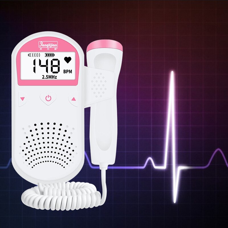 Portable LCD Fetal Doppler Ultrasonic Baby Monitor Home Pregnancy Baby Heartbeat Detector Digital Portable Radiation Free