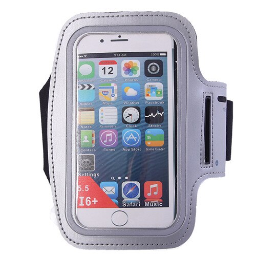 Brassard en cours d'exécution équitation bandes de bras cas sac à main Sport support de téléphone portable pochette ceinture couverture pour IPhone 6: Argent