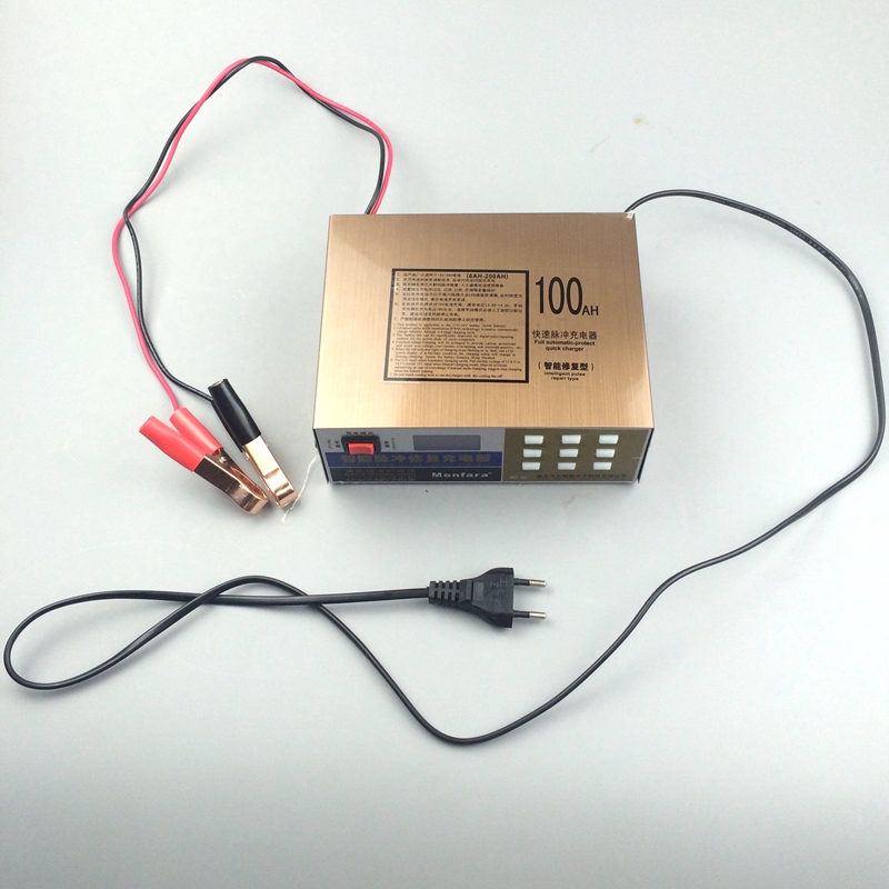 Car Battery Charger Monfara 12V/24V Battery Charger for E-bike Motorcycle Pulse Repair Universal 12V Battery Charger 20-100AH