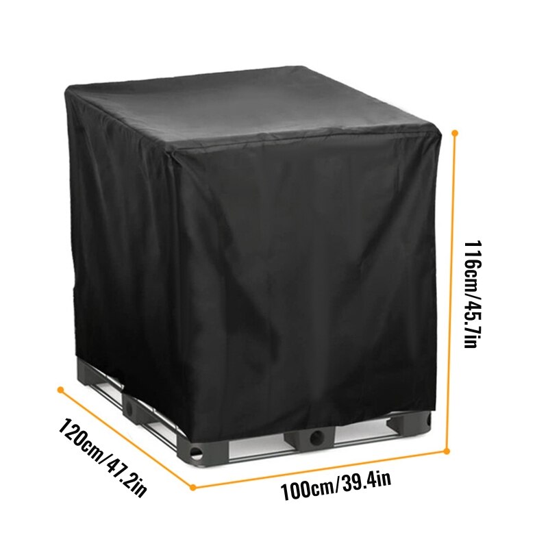 Water Storage Tank Cover 210D IBC Tote Cover for 800/1000 Liter Container Black Dustproof Water Barrel Cover Water: B