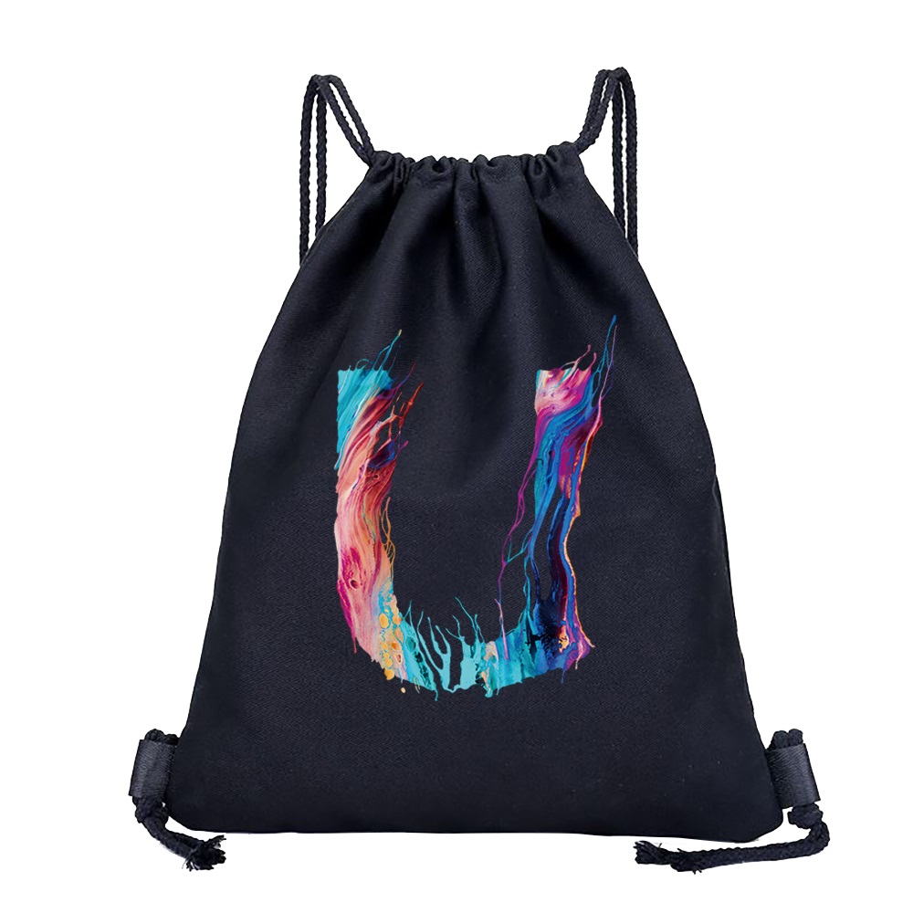 26 Initials Print Drawstring Bag Backpack Men and Women Beach Sports Travel Backpack Kid Supplies Bag Portable Sundries Bag: Yellow