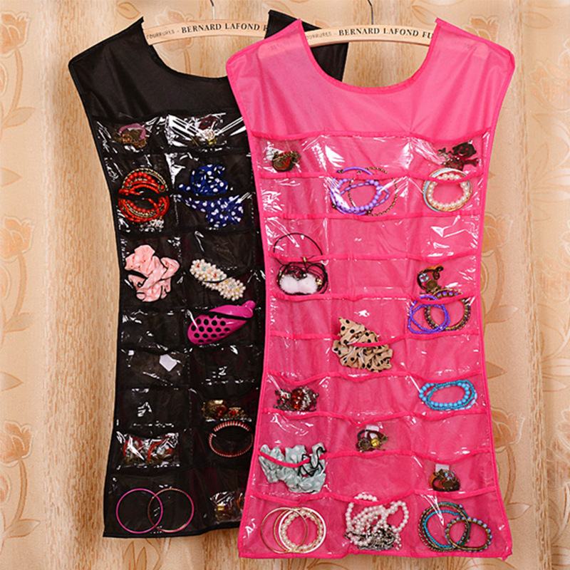 Creatieve Multi-Cell Sieraden Opbergtas Sokken Bh Ondergoed Rektas Creatieve Doorzichtige Hangende Tas Hanger Sieraden Organizer: Rood