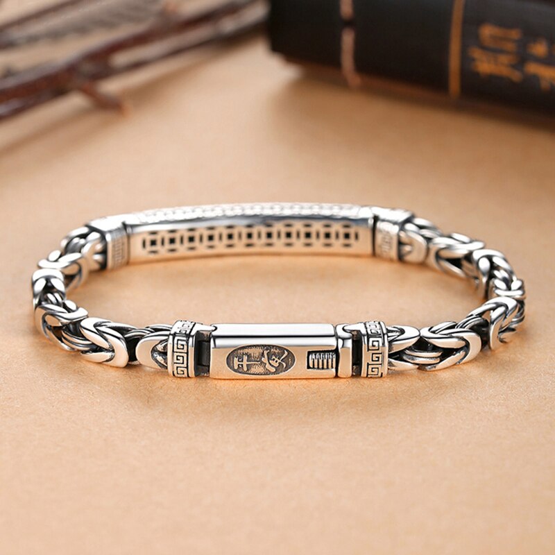 Retrosen Zilveren Sieraden Mannen Armband Persoonlijkheid Vrede Patroon Retro Hipster Sleutel Patroon Gesp Accessoire