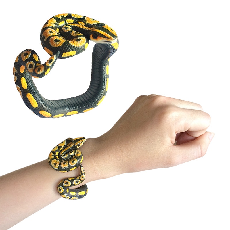 Tricky Spoof Simulation Snake Toy Python Snake-shaped Bracelet Simulation Animal Model Halloween Party Event Props