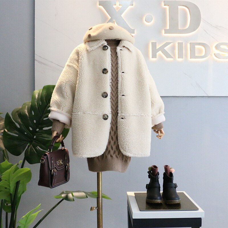 Ragazza di modo di autunno del cappotto di inverno Del Han versione agnello di peluche cappotto lungo di spessore