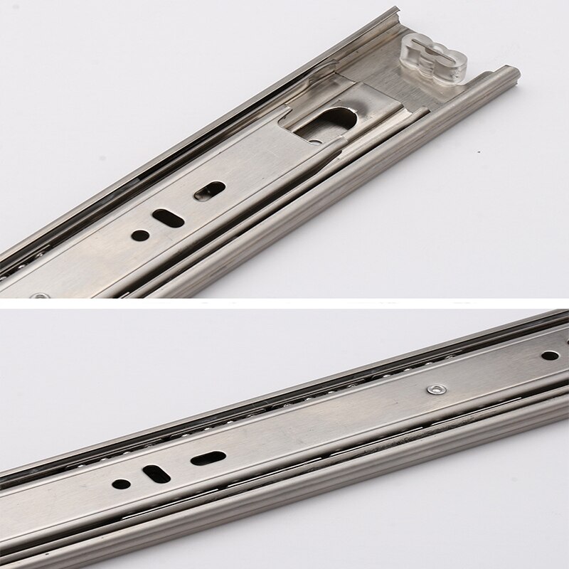 Stainless Steel Drawer Slide Soft Close Drawer Slide 10-20 Inch Three Section Cabinet Slide Bearing Rail Furniture Hardware