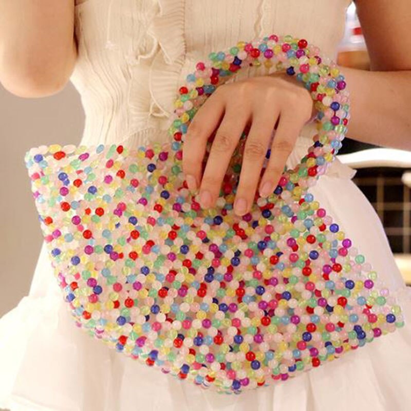 XMESSUN Pearls Bag Beading Handmade Totes Bag Women Party Handbag Luxury Brand White Yellow Blue F08