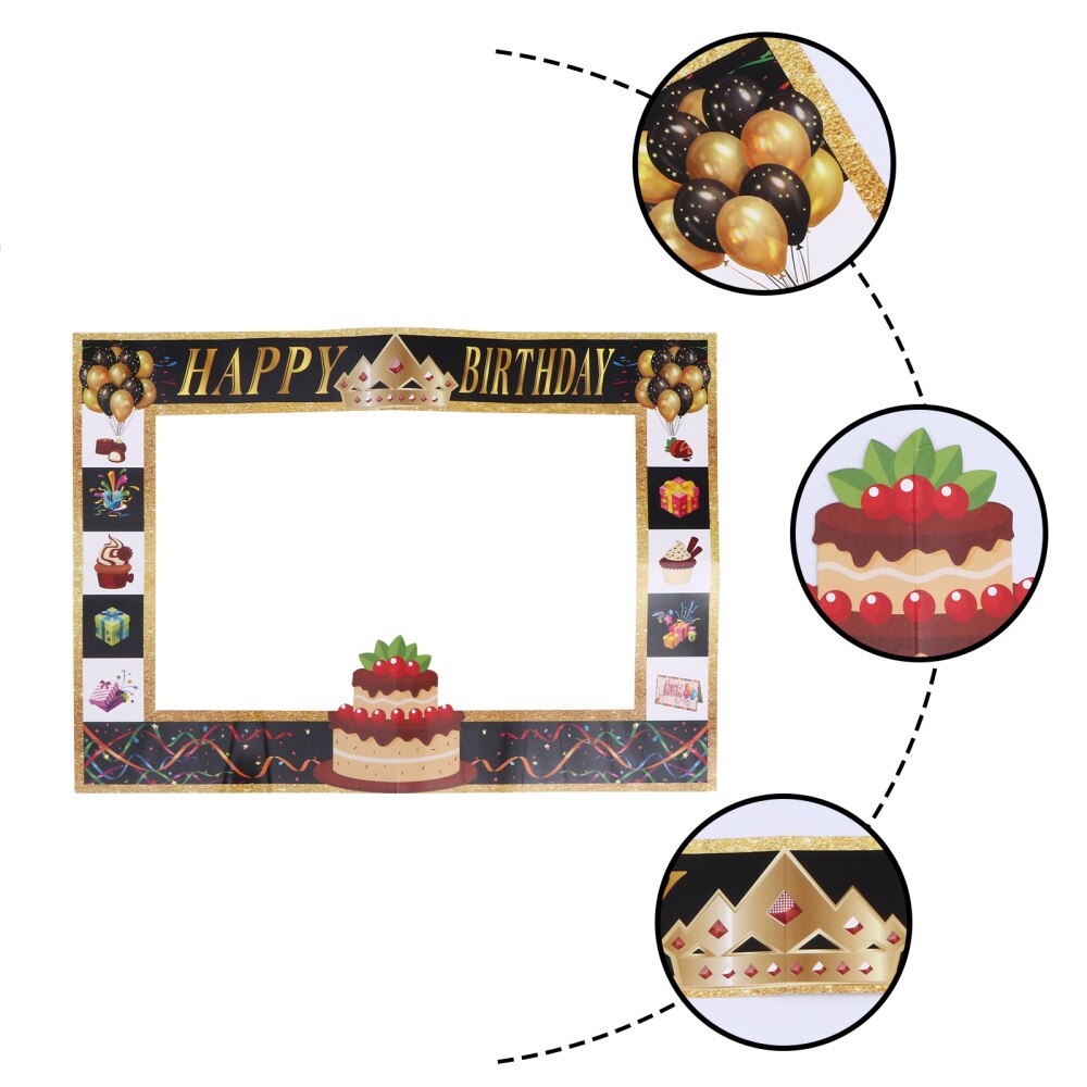 1Pc Photo Frame Paper Kids Birthday Photo Booth Prop (Assorted Color)