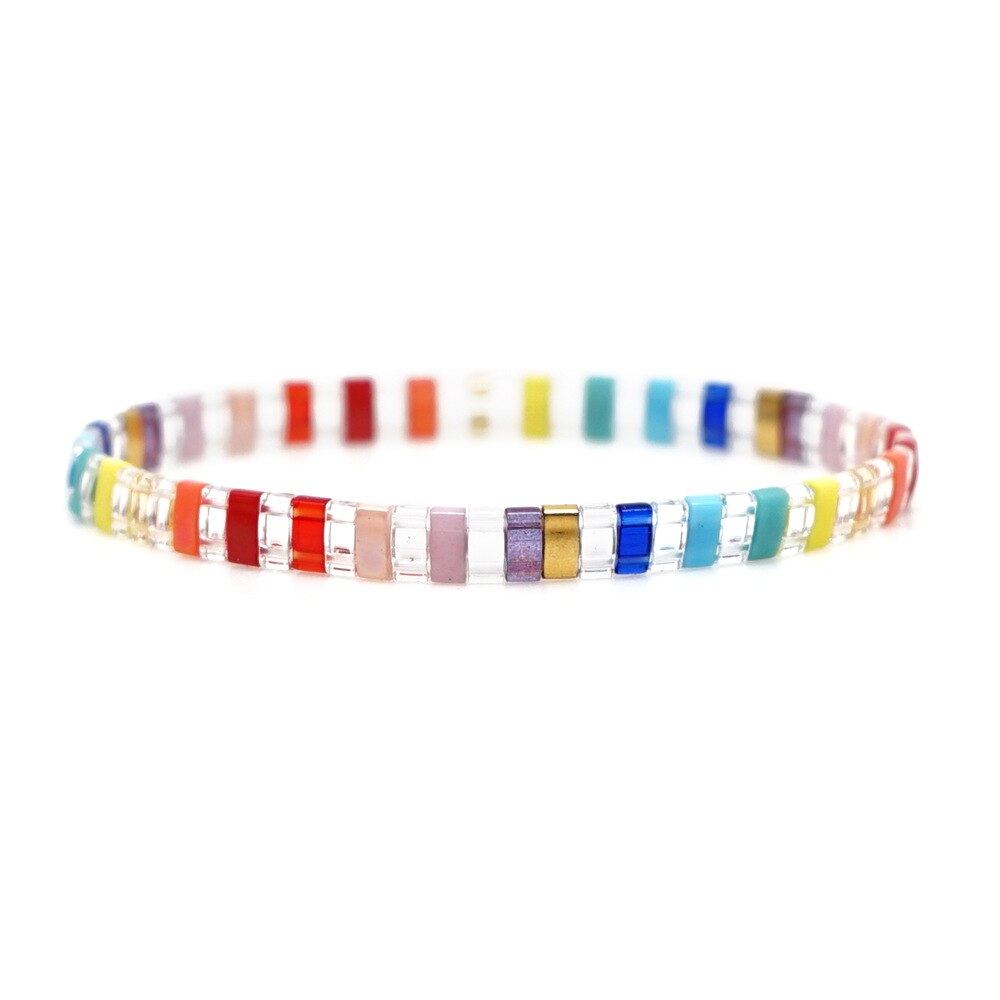 MIYUKI Tila Borda il Braccialetto Delle Donne di Colore A Mano Fai Da Te Fatti A Mano Boho Monili di Modo Amicizia Pulsera Braccialetto di Fascino Commercio All'ingrosso: Rainbow