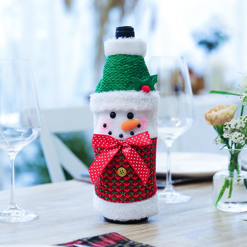 3Pcs Kerstversiering Creatieve Kerst Wijnfles Cover Bag Tafel Flanel Non-woven Wijnfles Cover