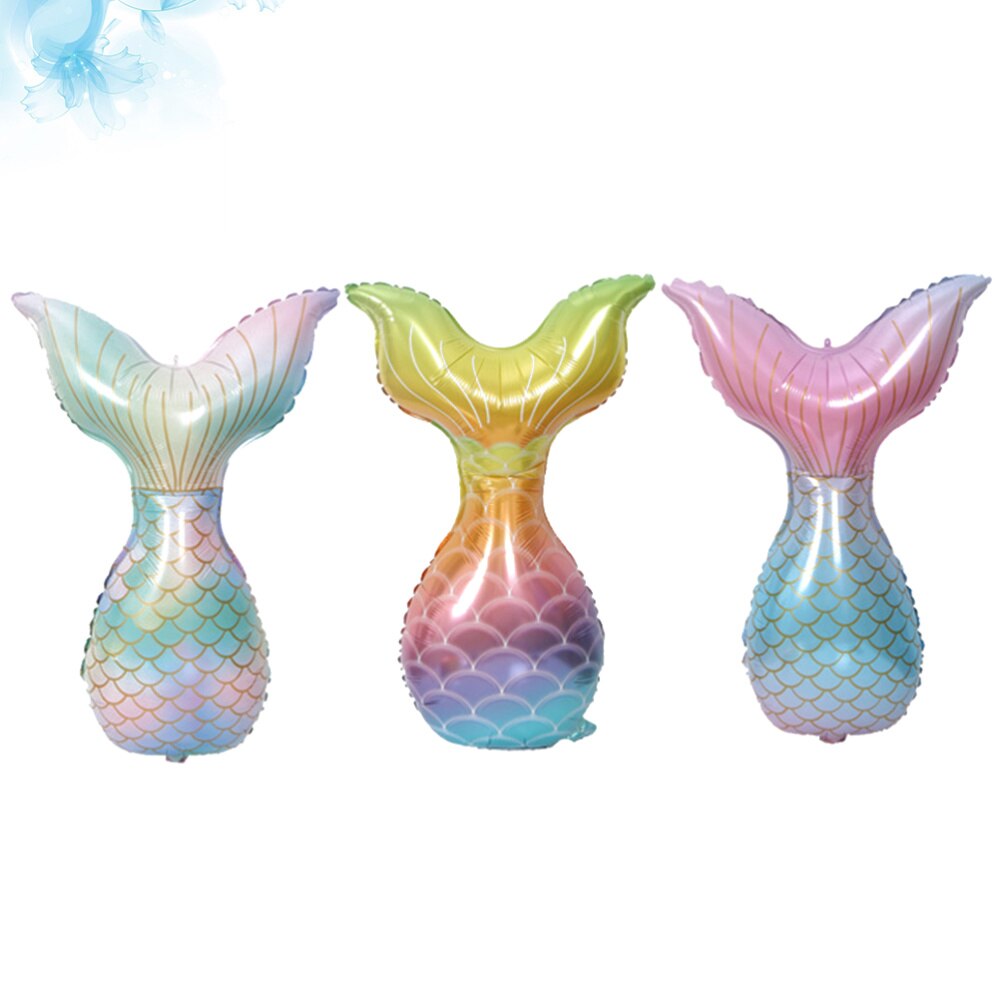 3Pcs Mermaid Fishtail Vorm Ballonnen Mermaid Thema Partij Aluminium Folie Ballonnen Verjaardagsfeestje Layout Supply Decoratie Set