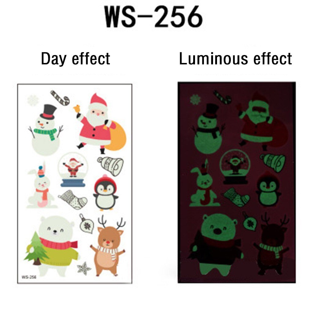 Selvlysende tatovering klistermærker jule snemand ansigt simulering tegneserie fluorescerende klistermærker vindues glas klistermærker dekoration  #w3
