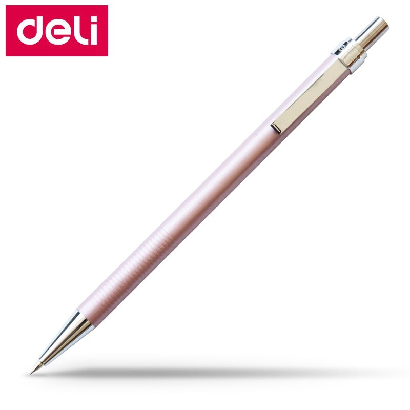 3 unids/lote Deli lápiz mecánico 6492 #0,5mm 6493 #0,7mm lápiz Auto Metal caso pencial 3 colores de la superior Deli