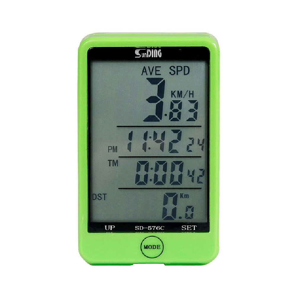Bike Computer Bicycle Speedometer Speed Meter Digital Bike Cycling Wried Stopwatch Odometer Computer Waterproof Speedometer GM: Licht Grün