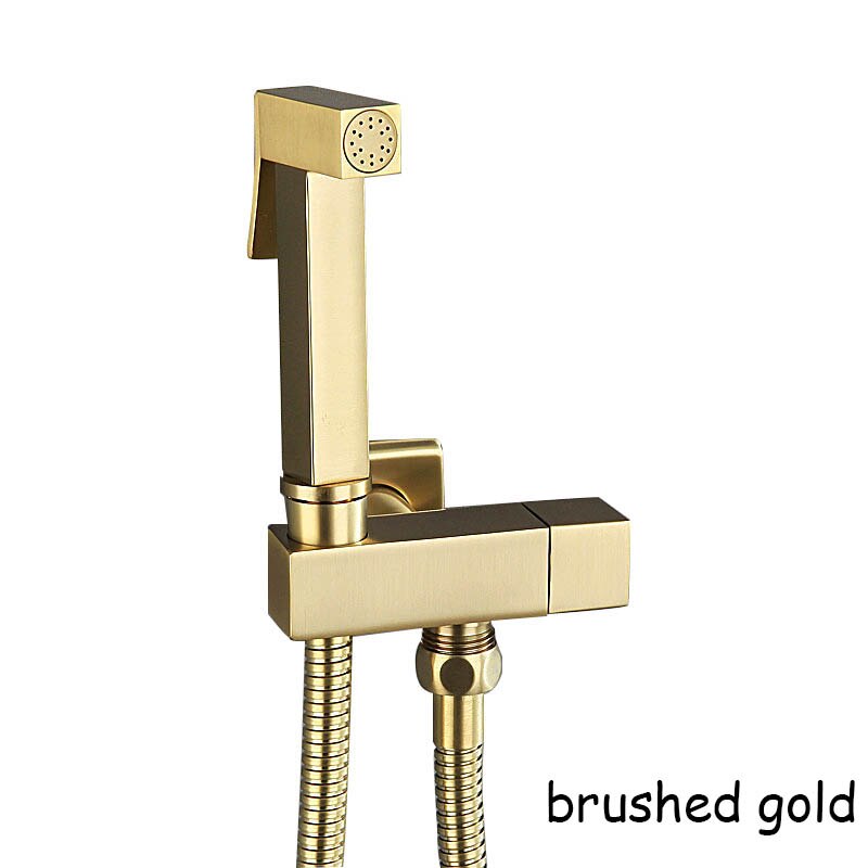 Mat sort/krom/guld/grå/roset guld badeværelse bidet vandhane messing badeværelse shattaf bidet sprøjte: Børstet guld
