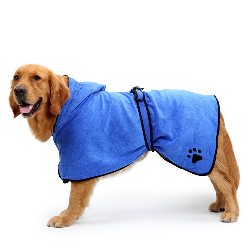 Cane Accappatoio Caldo Del Cane di Animale Domestico di Prodotti Super Assorbente Ad Asciugatura Rapida Asciugamano Ricamo Zampa di Gatto Gatto Cappuccio Telo da bagno Attrezzi strigliatura e tolettatura XS-XL: blue / XS