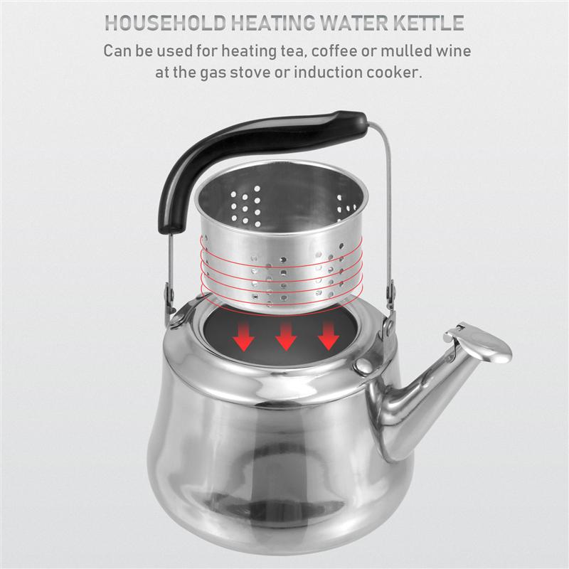 1Pc Whistling Fluitketel Inductie Fornuis Waterkoker Roestvrijstalen Kokend Water Waterkoker Met Filter Scherm 1.5L/1L