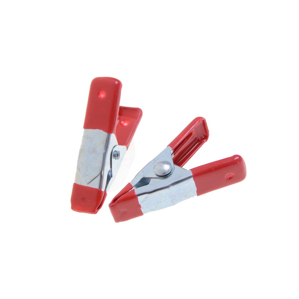 10pcs 2" Mini Metal Heavy Duty Spring Clamps Crocodile Clip Red Plastic Tips Tool Clips Grip Holder