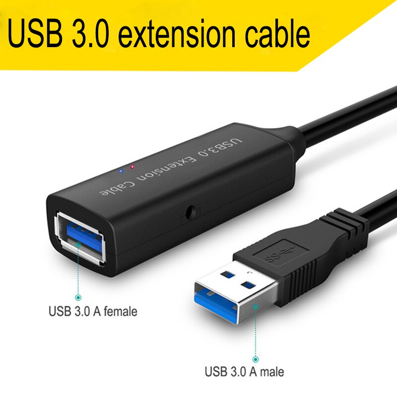 Repetidor activo USB2.0/USB 3,0 Cable de extensión 5M integrado IC Chipset cable de extensión de macho a hembra con amplificador/amplificador: USB 3.0