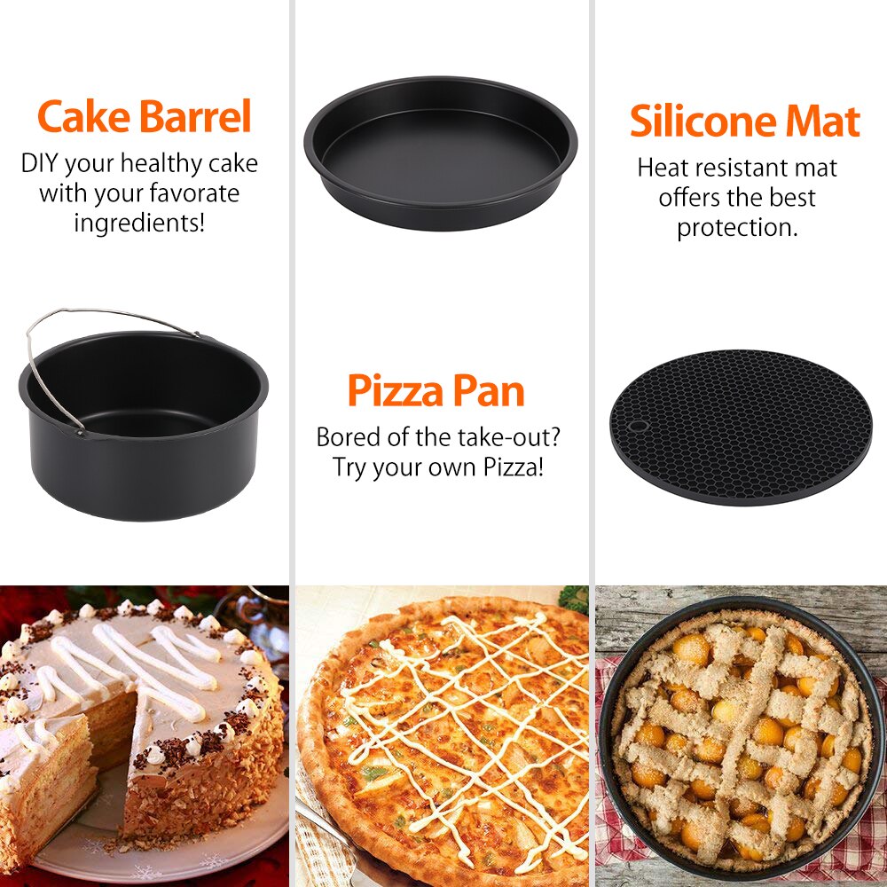 17Pcs Air Fryer Accessories Set Bakewear Airfryer 7/8 Inch for Gowise Phillips Cozyna Basket Pizza Plate Grill Pot Cooking Tool
