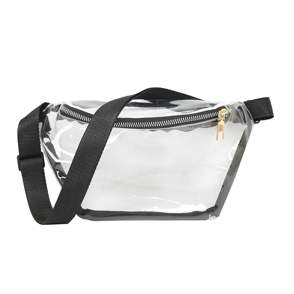 Clear PVC Transparent Fanny Pack For Women Waist Bag Girls Crossbody PVC Shoulder Bags Messenger Bags Bolsa Femenina: Type B Black