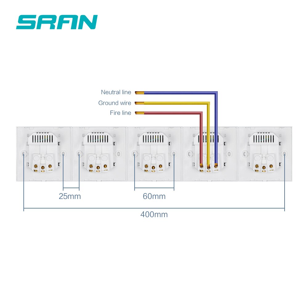 French standard wall power socket with USB socket strip 2/3/4/5 crystal tempered glass material panel luxury townhouse socket