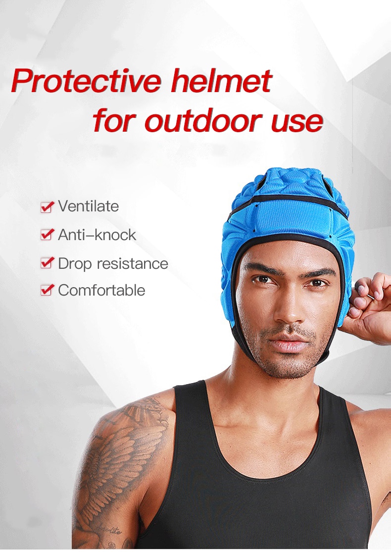 Volwassenen Beschermende Hoed, Unisex Shockproof Veiligheid Helm Met Ventilatieopeningen Voor Rugby Hockey, Zwart/Blauw